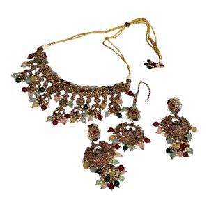 Bollywood style Bridal Elegant Multicolor Jewelry Set NIB NEVER USED